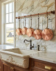 Rustic Copper Wall Pot Rail with S Hooks for Kitchen Storage