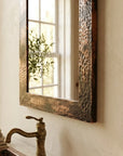 Aged Hammered Copper Bathroom Mirror – Rustic Vanity Decor