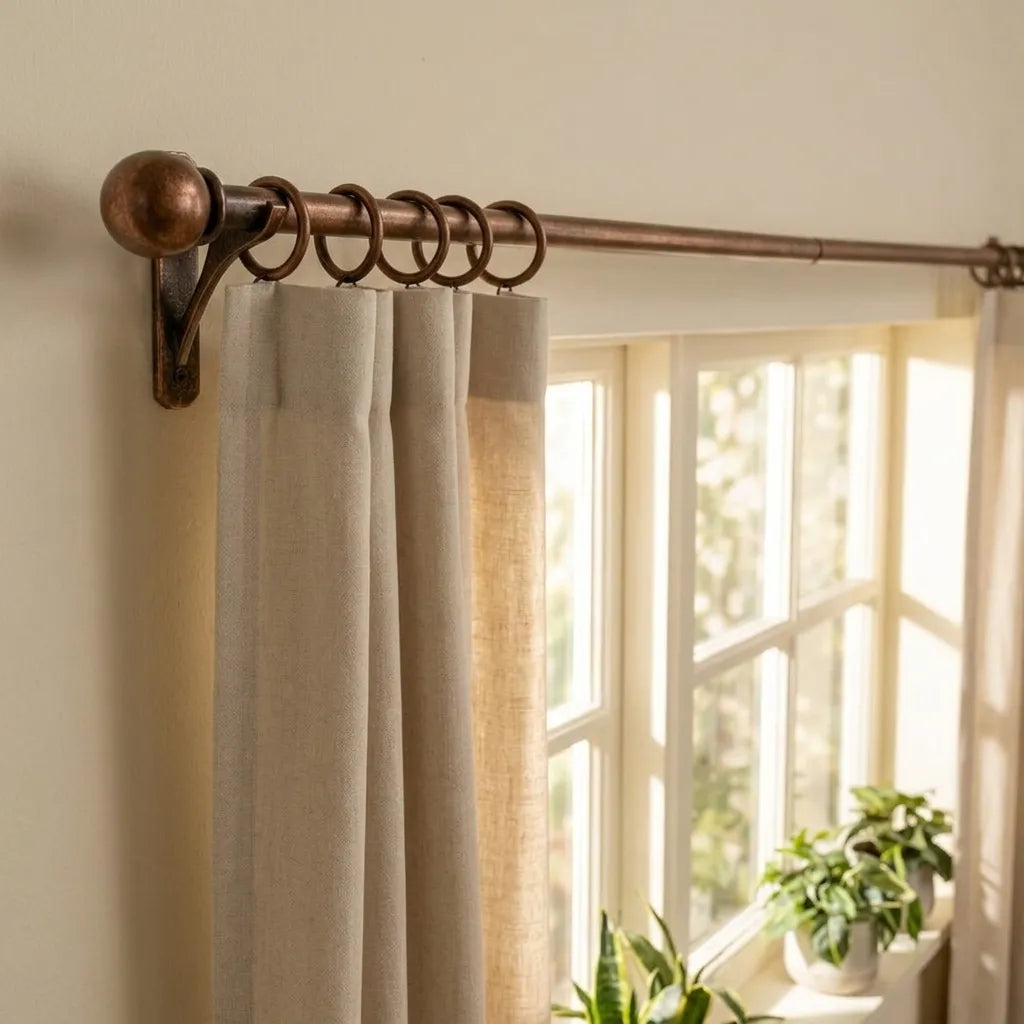 Aged Copper Curtain Rod Set – Rustic Window Hardware