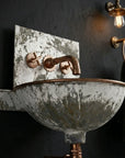 Rustic Wall Mount Copper Bathroom Sink with Hammered Basin