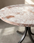 Round White Patina Copper Coffee Table