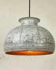 Handmade White Patina Copper Dome Pendant Light for Farmhouse Interiors