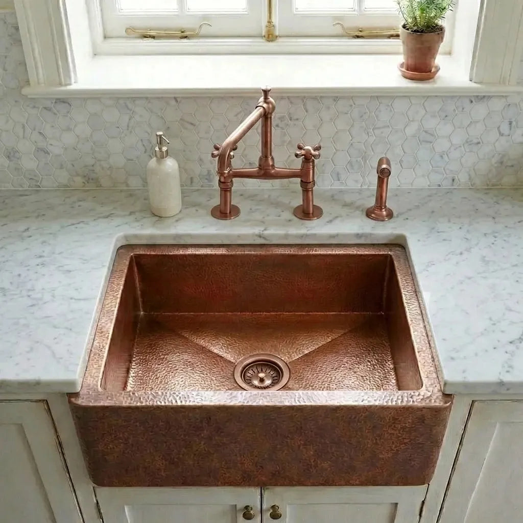 Premium Hammered Copper Farmhouse Sink