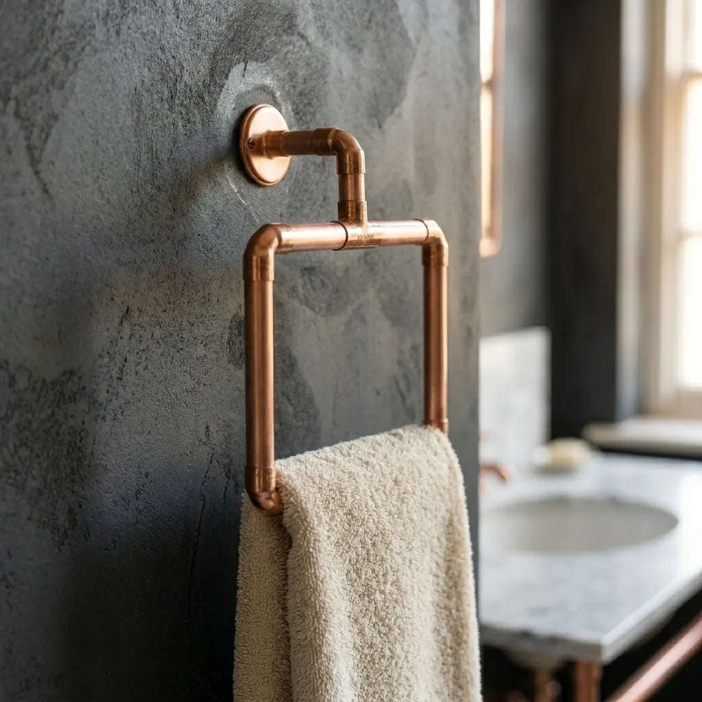 Copper Pipe Towel Ring – Industrial Wall Mounted Bath Holder