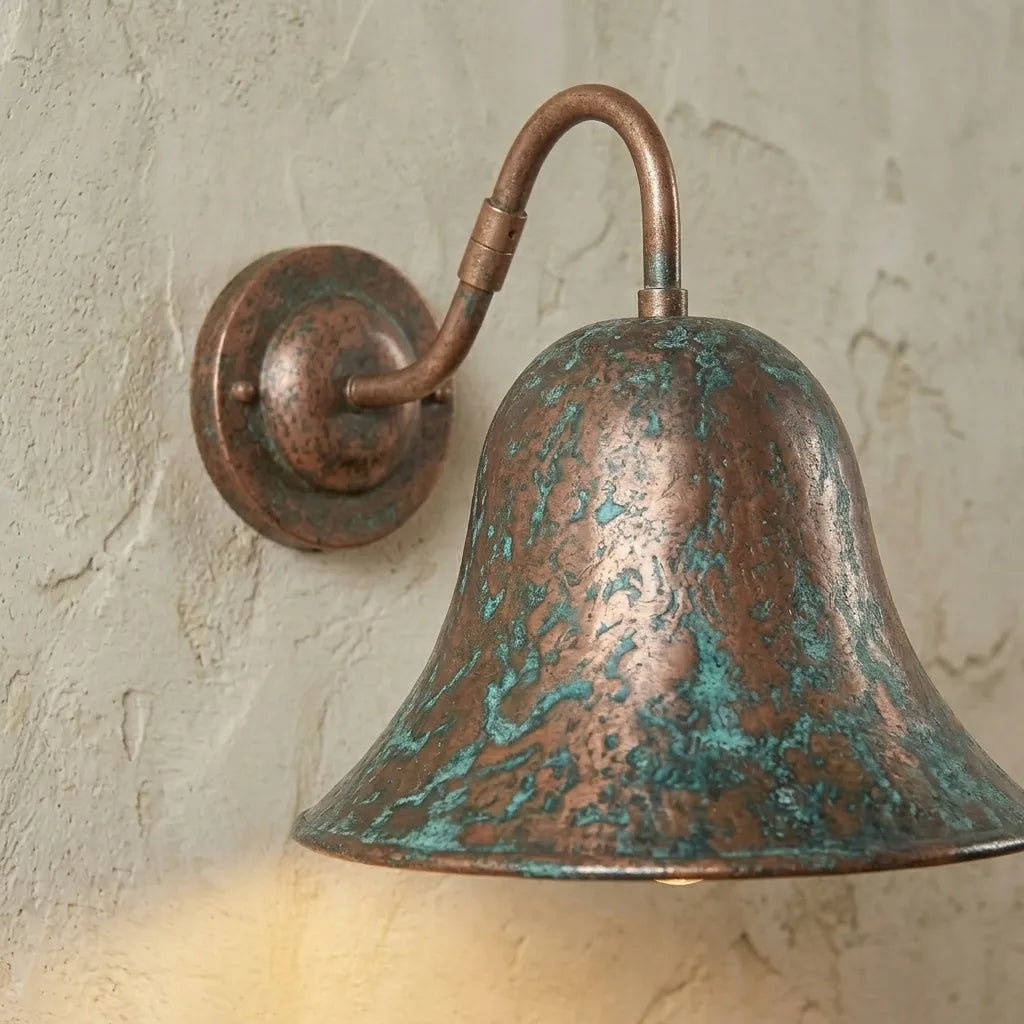 Aged Copper Bell Shade Wall Light – Rustic Sconce