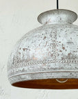 Handmade White Patina Copper Dome Pendant Light for Farmhouse Interiors