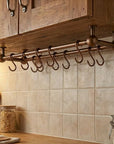 Aged Copper Under Cabinet Pot Rail with S Hooks