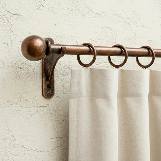 Aged Copper Curtain Rod Set – Rustic Window Hardware