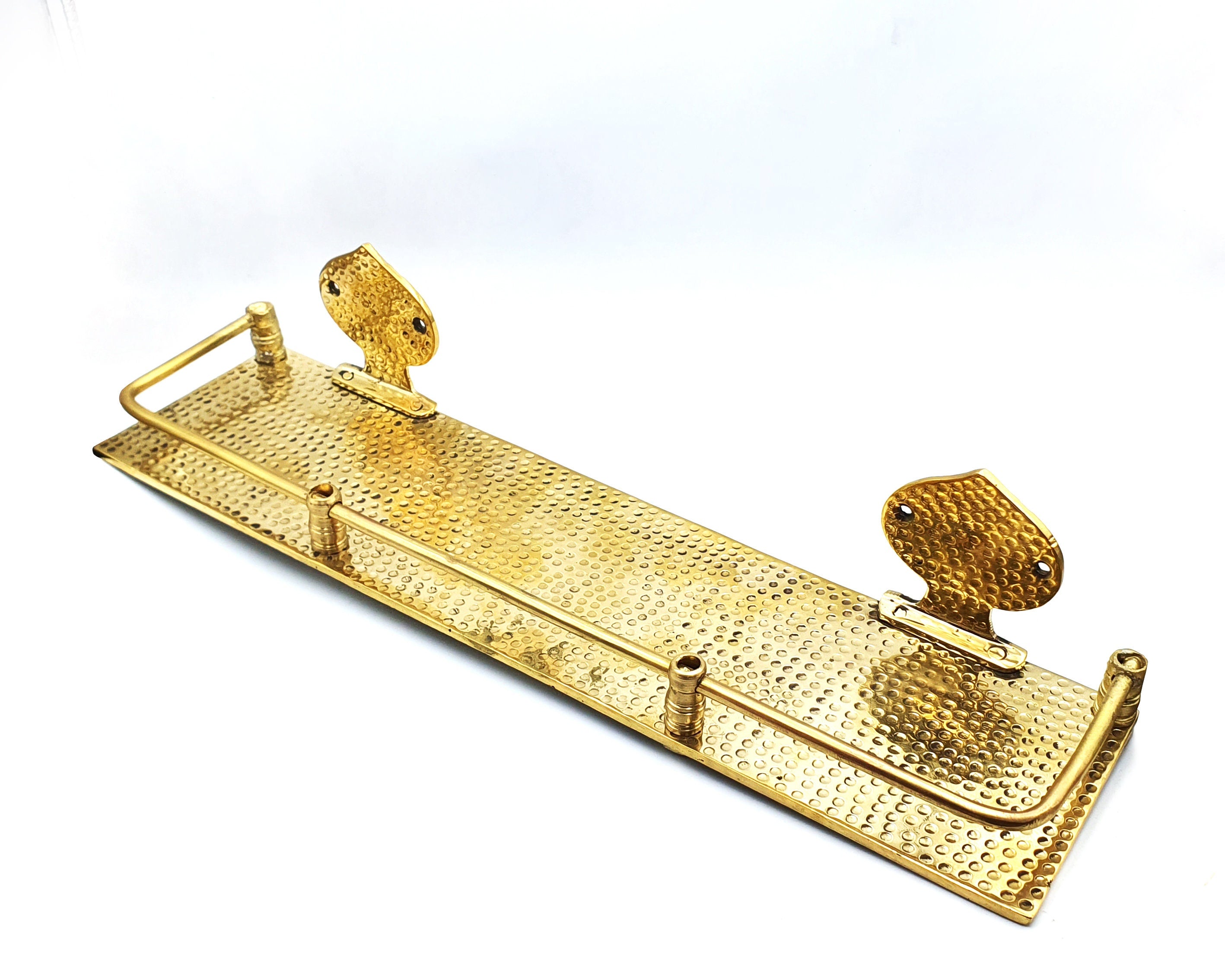 Hammered Solid Brass Bathroom Wall Shelf, 16 in