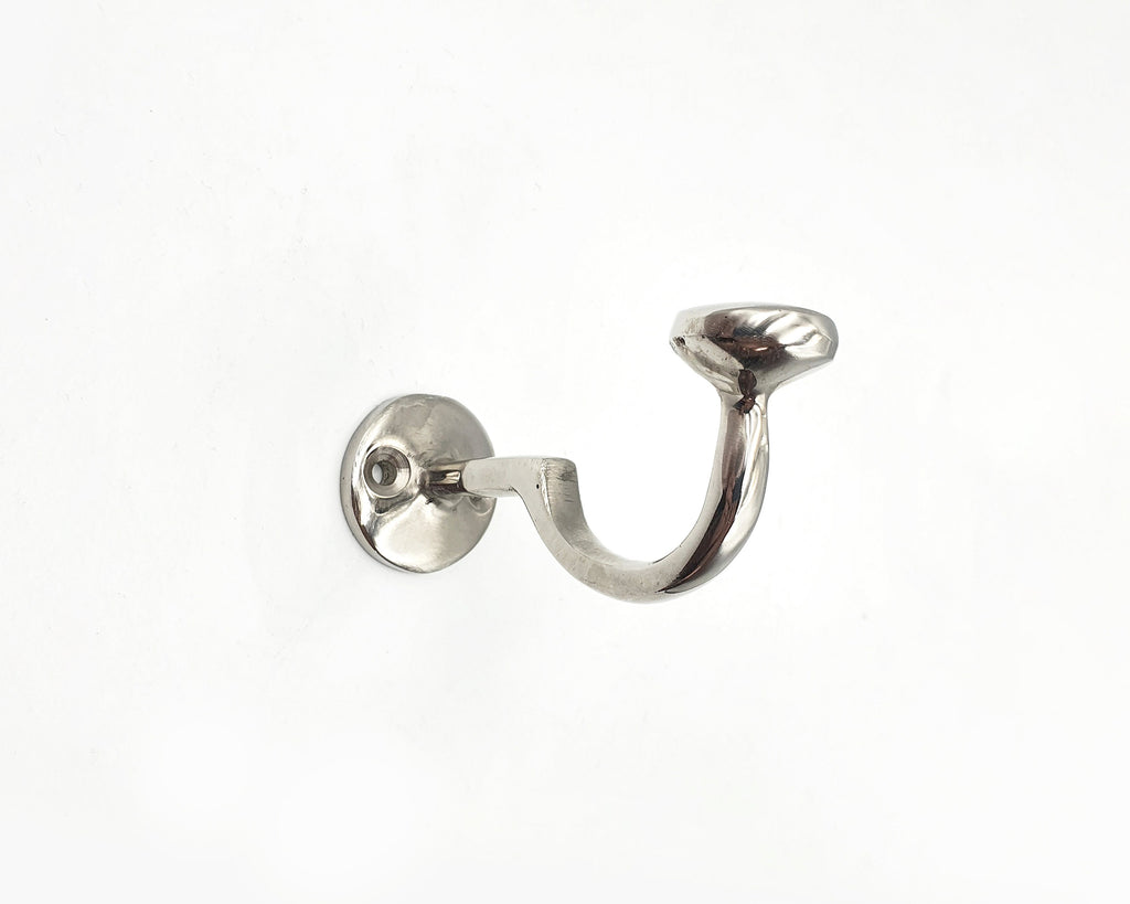 Handcrafted Brass Wall Hook, Polished Nickel Finish, Bathroom Coat Hook