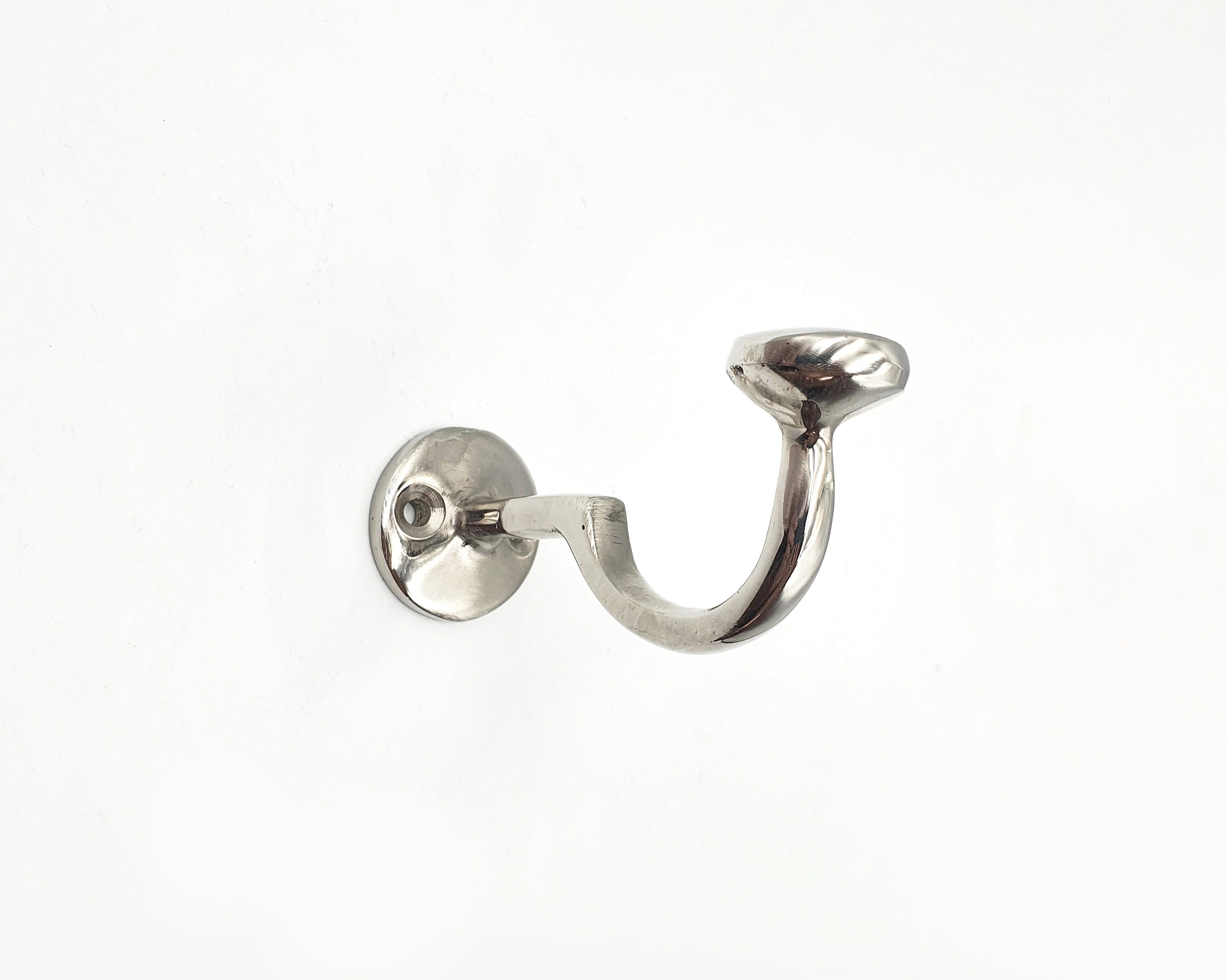 Handcrafted Brass Wall Hook, Polished Nickel Finish, Bathroom Coat Hook