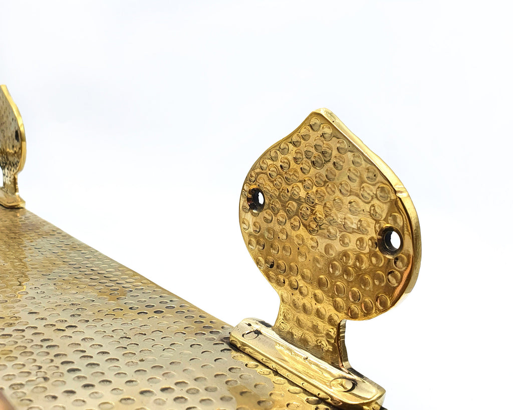 Hammered Solid Brass Bathroom Wall Shelf, 16 in