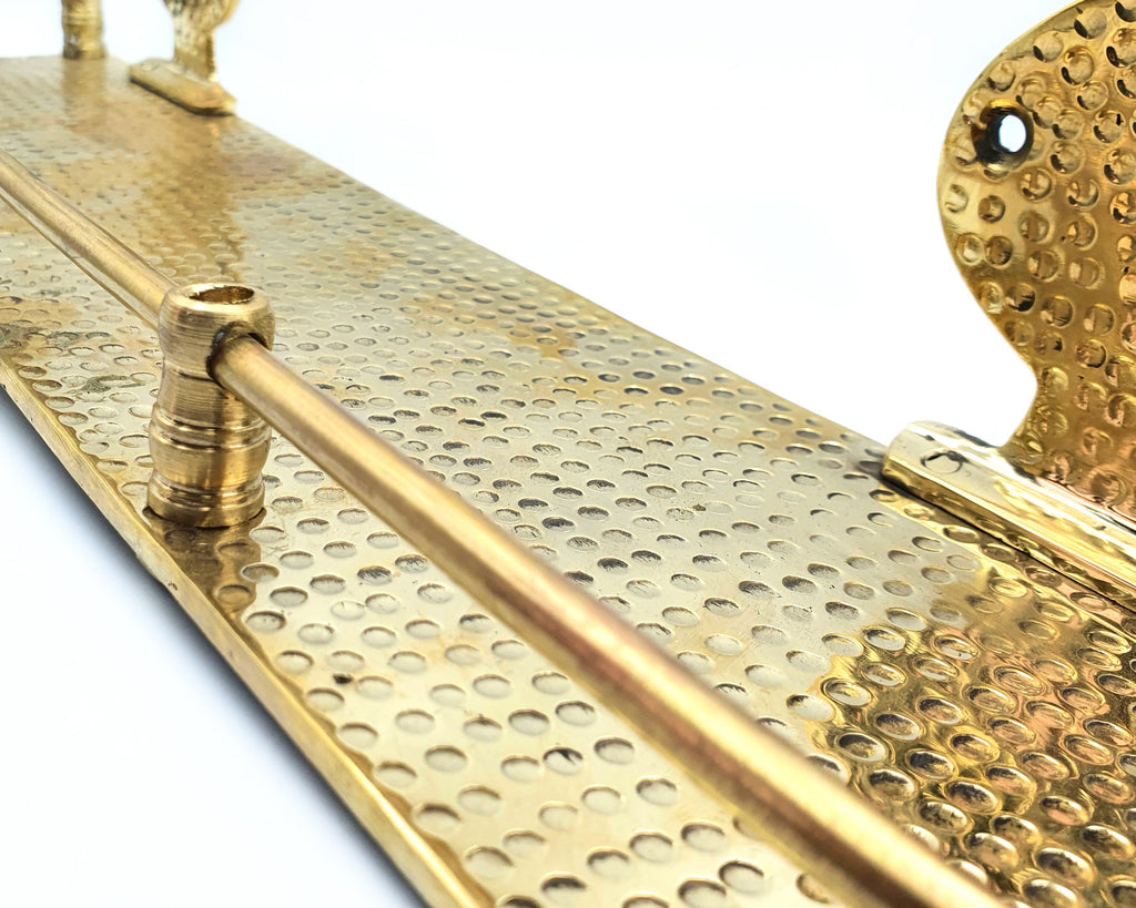 Hammered Solid Brass Bathroom Wall Shelf, 16 in