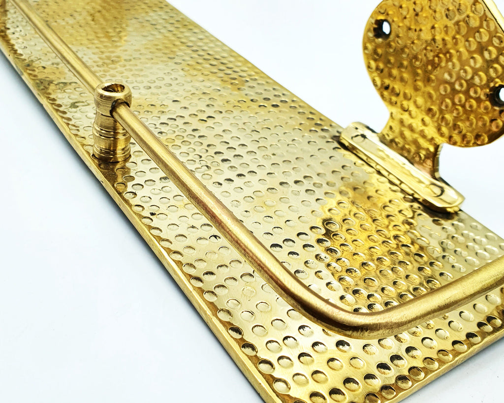 Hammered Solid Brass Bathroom Wall Shelf, 16 in