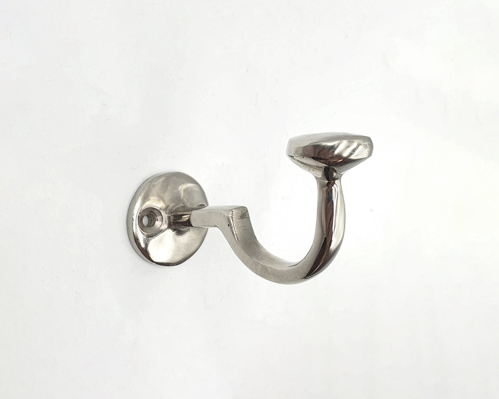 Handcrafted Brass Wall Hook, Polished Nickel Finish, Bathroom Coat Hook