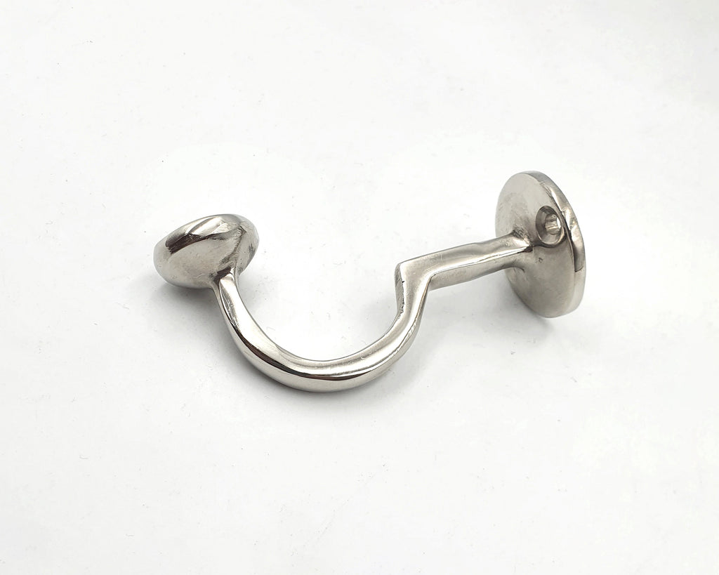 Handcrafted Brass Wall Hook, Polished Nickel Finish, Bathroom Coat Hook