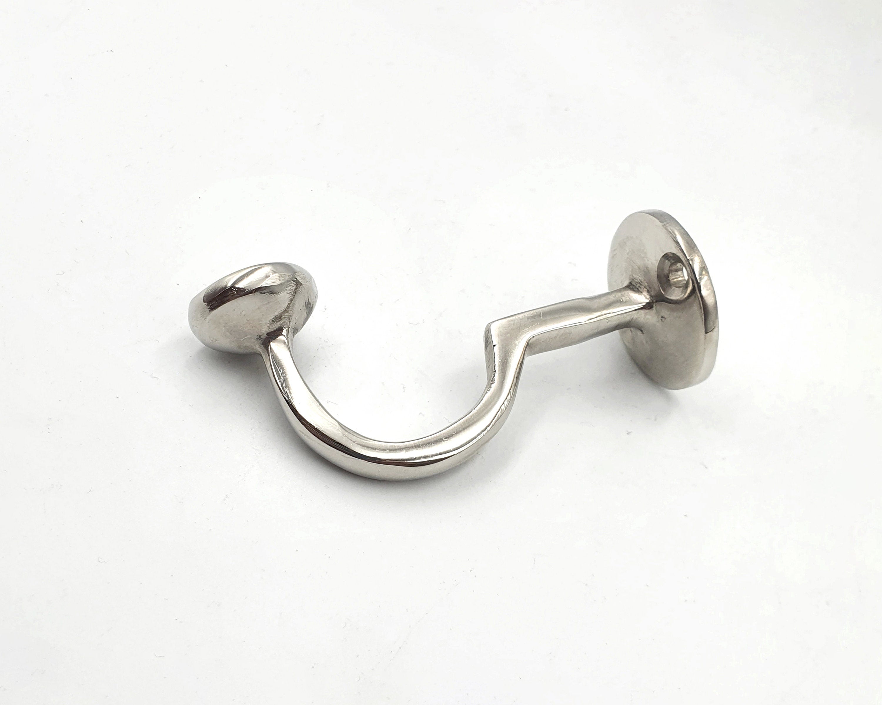 Handcrafted Brass Wall Hook, Polished Nickel Finish, Bathroom Coat Hook
