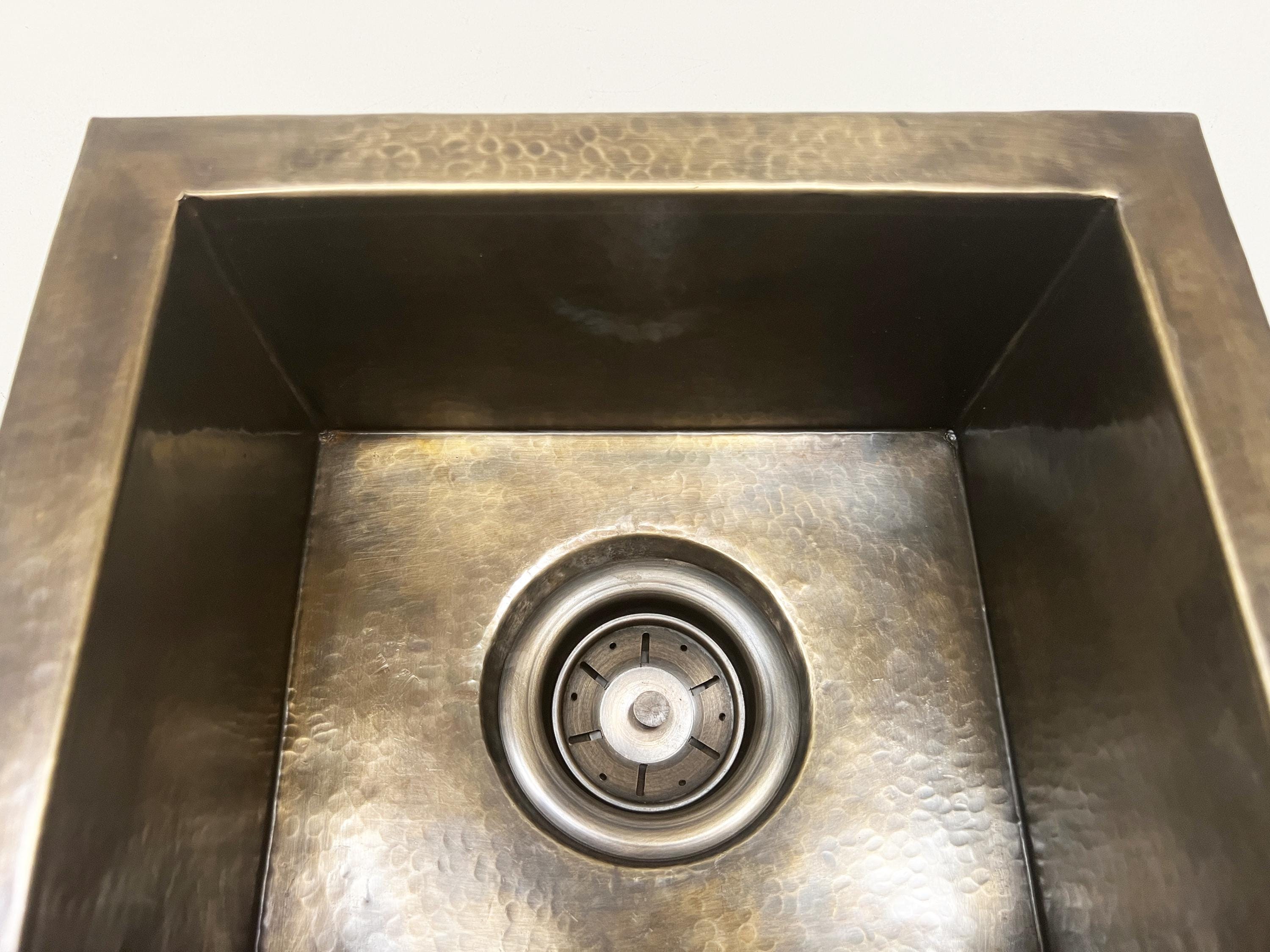 Undermount Antique Brass Kitchen Sink, Handmade Vintage Rustic Brass Sink, Solid Brass Drop in Sink