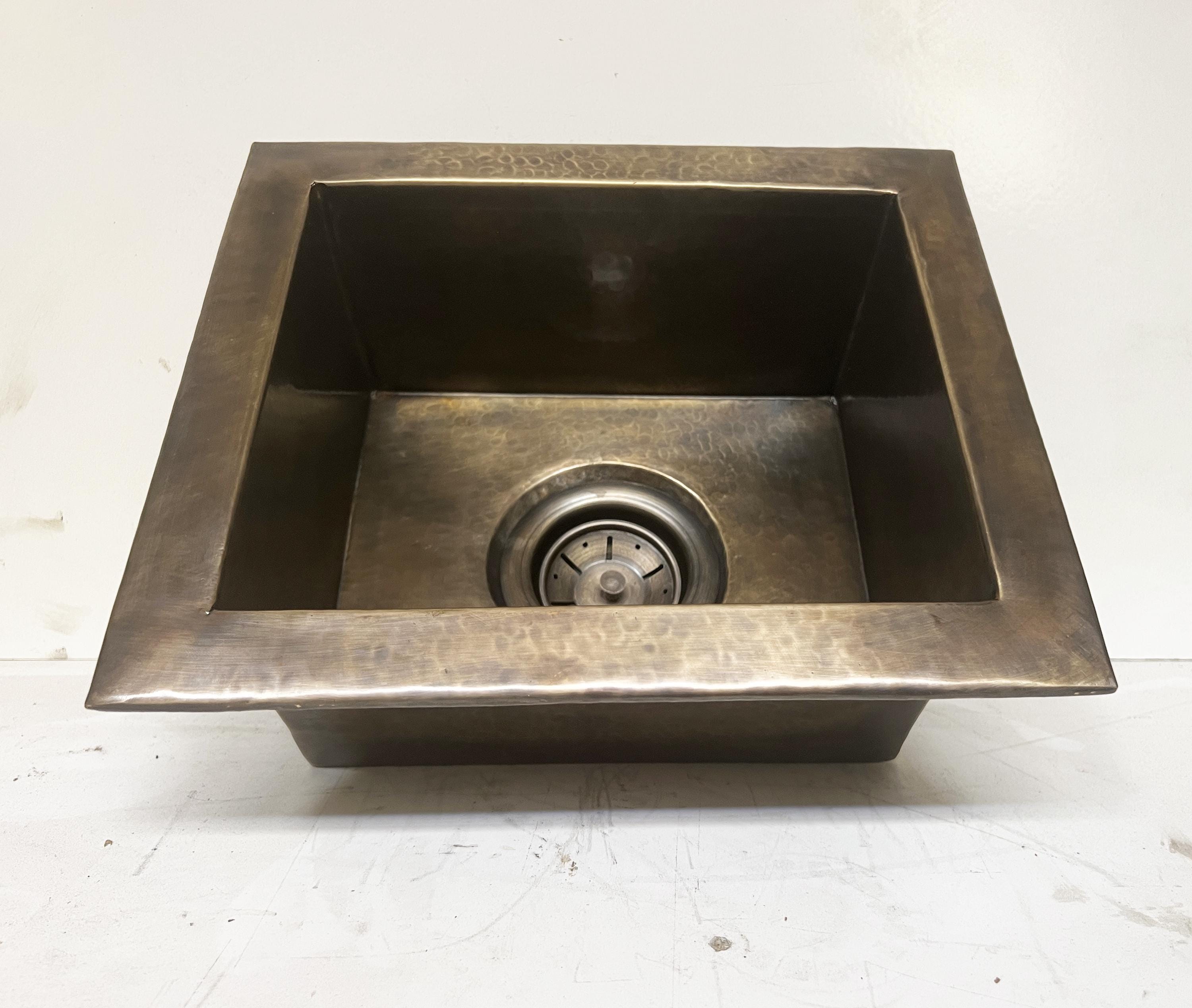 Undermount Antique Brass Kitchen Sink, Handmade Vintage Rustic Brass Sink, Solid Brass Drop in Sink