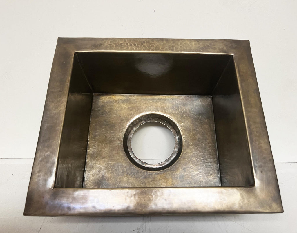 Undermount Antique Brass Kitchen Sink, Handmade Vintage Rustic Brass Sink, Solid Brass Drop in Sink