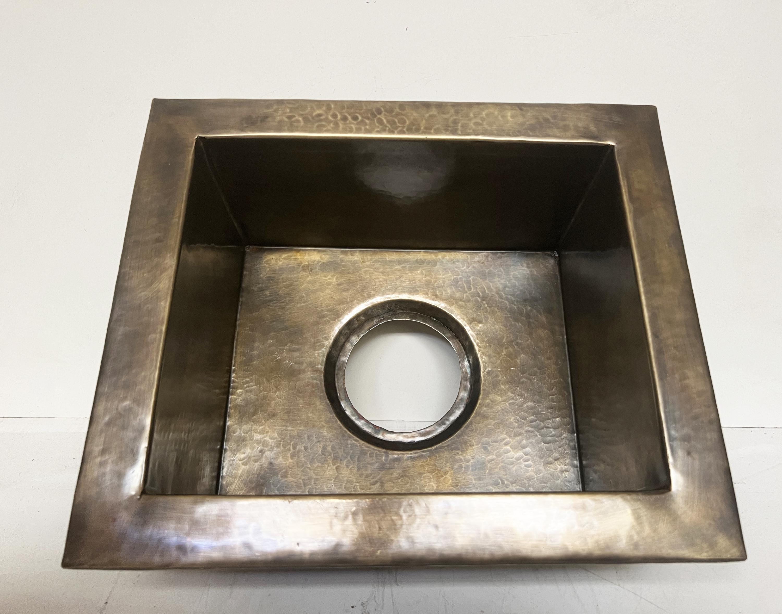 Undermount Antique Brass Kitchen Sink, Handmade Vintage Rustic Brass Sink, Solid Brass Drop in Sink