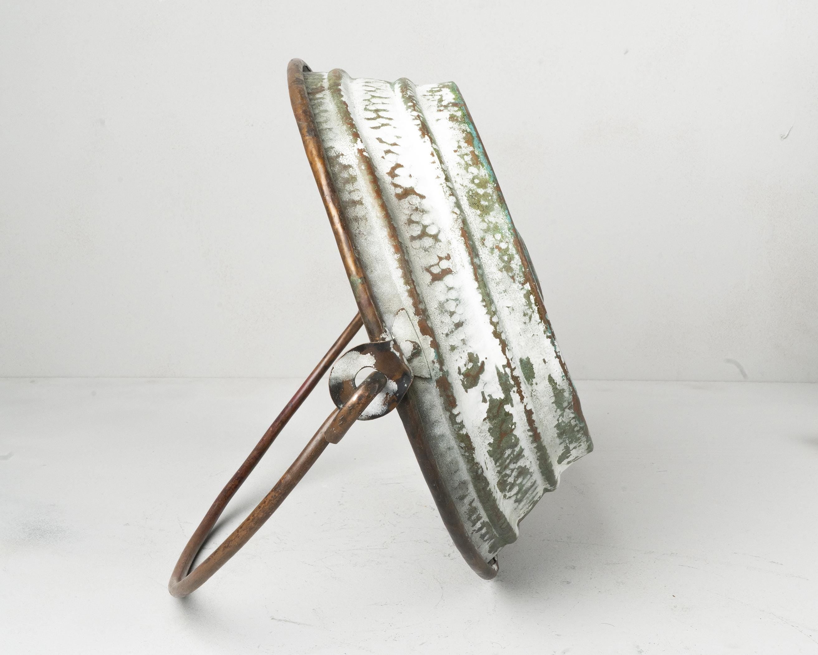 Green and White Patina Copper Bathroom Sink – Handcrafted Solid Copper Vessel Basin for Vanity