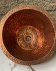 Handcrafted Hammered Copper Bar Sink – Rustic Round Prep Sink with Drain