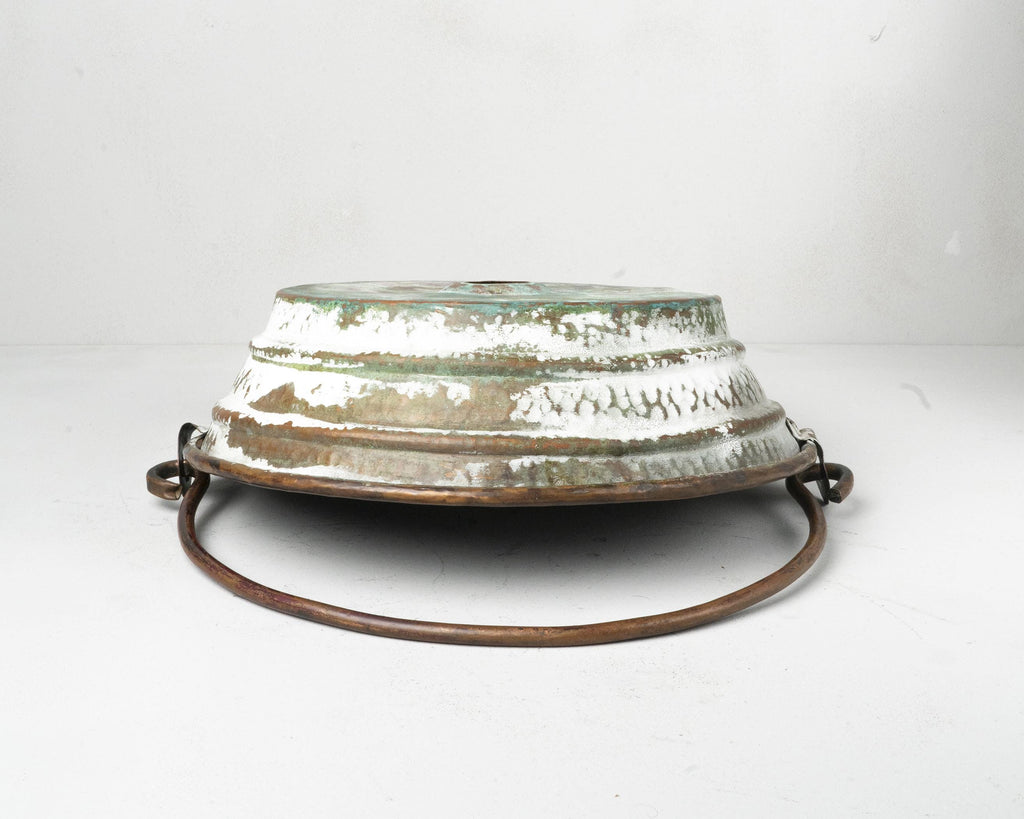 Green and White Patina Copper Bathroom Sink – Handcrafted Solid Copper Vessel Basin for Vanity