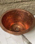 Handcrafted Hammered Copper Bar Sink – Rustic Round Prep Sink with Drain