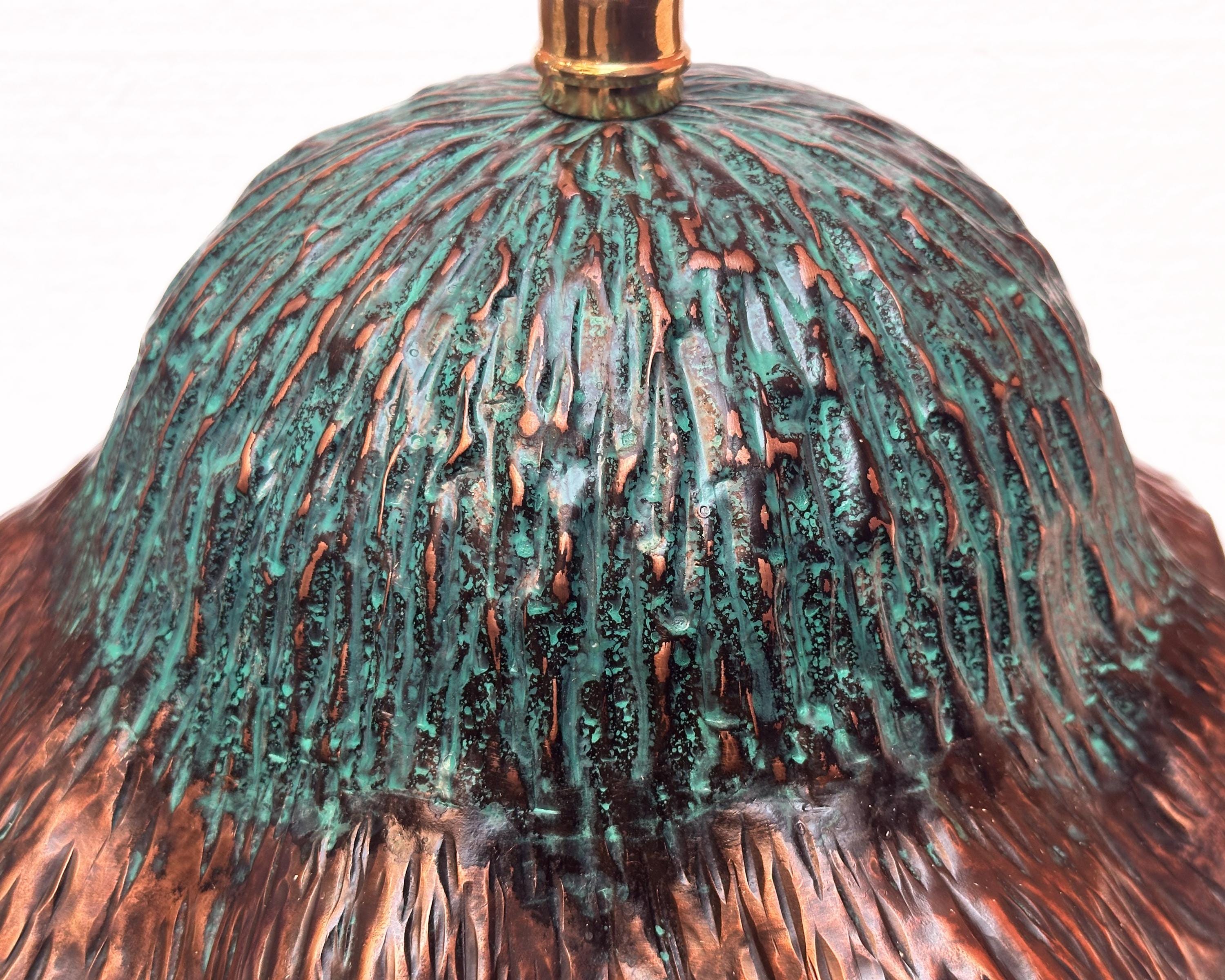 Oxidized Copper Pendant Lamp – Handcrafted Floral Dome Light for Rustic Farmhouse Décor