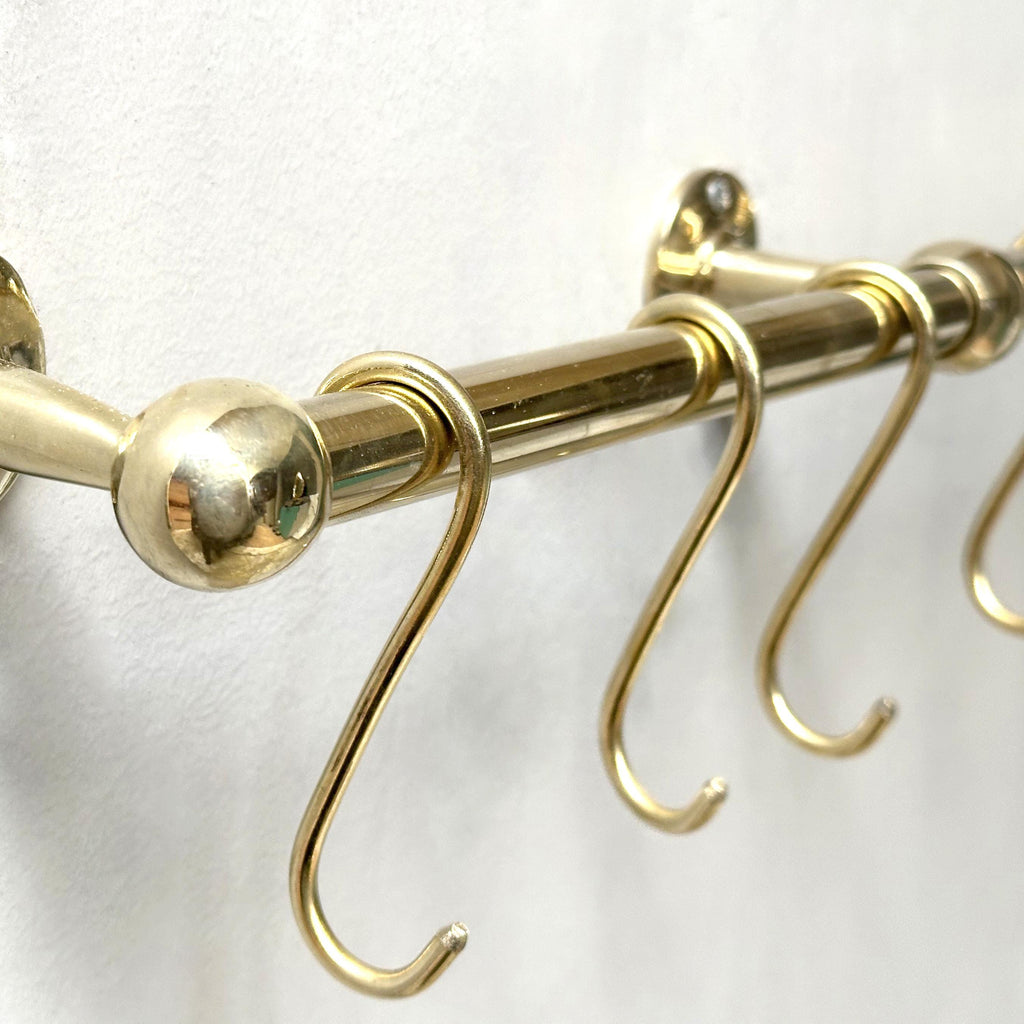 Brass Wall Mounted Pot Rail – Solid Unlacquered Kitchen Organizer