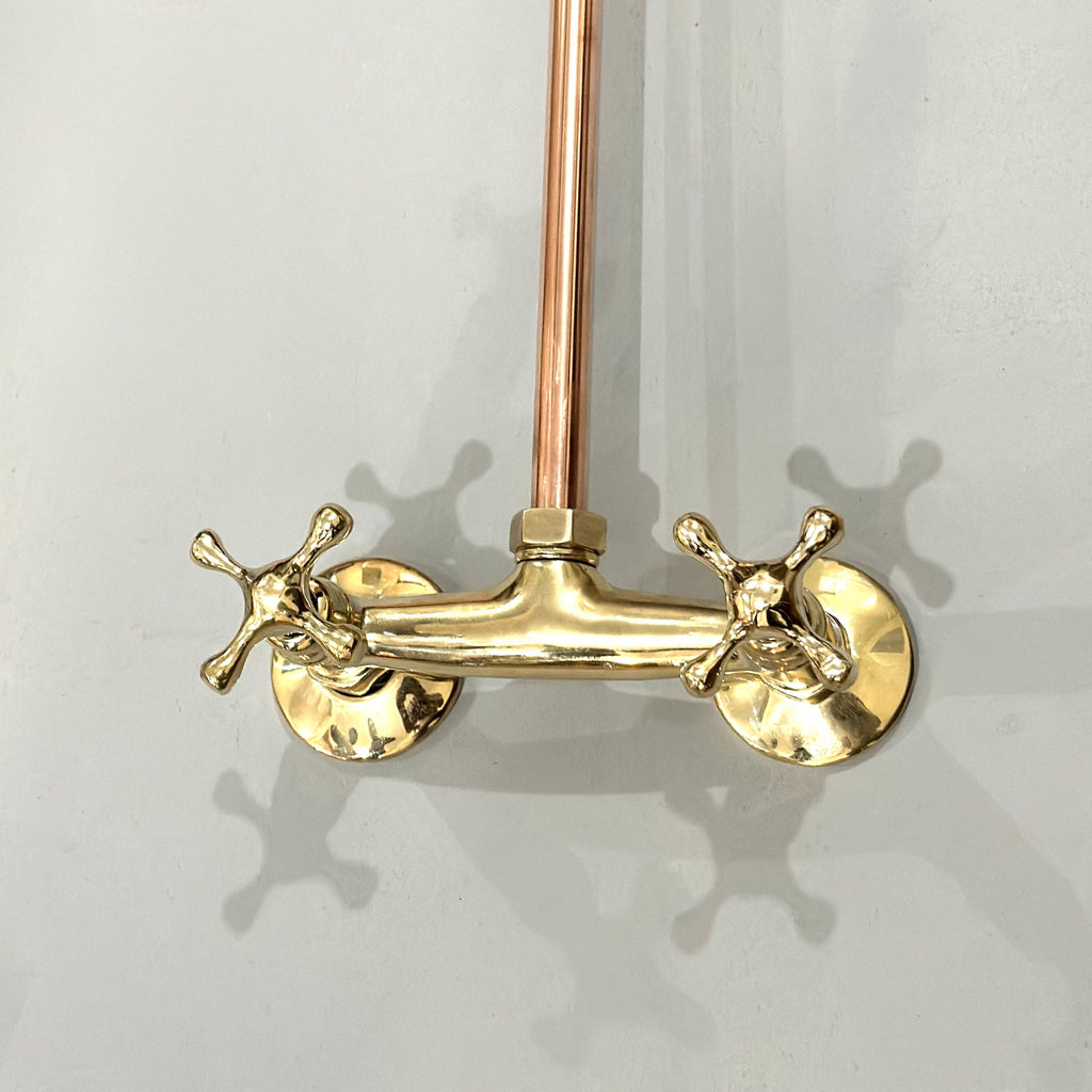 Solid Copper Shower System Set – Exposed Rainfall Shower for Outdoor or Bathroom Use