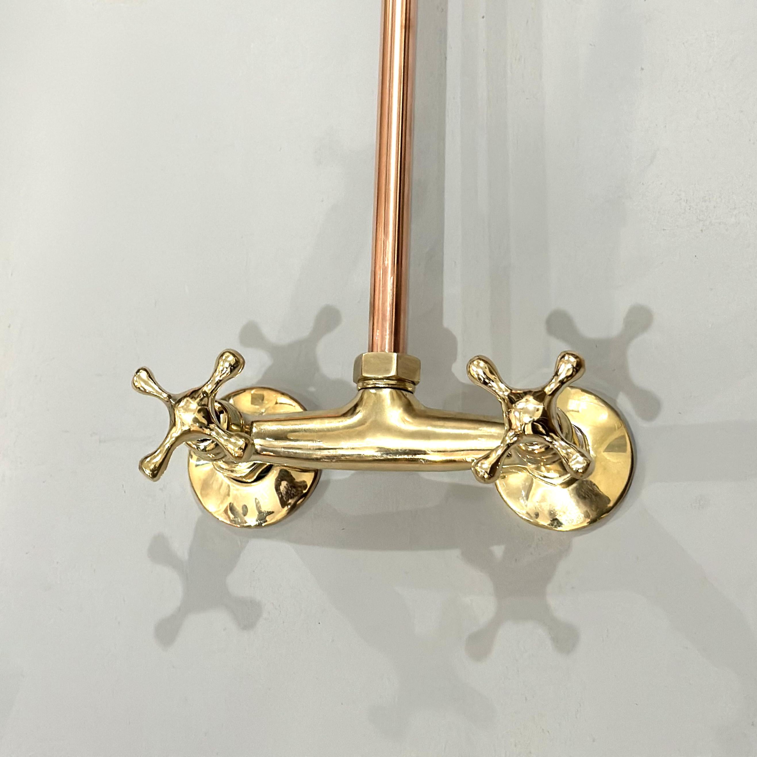 Solid Copper Shower System Set – Exposed Rainfall Shower for Outdoor or Bathroom Use