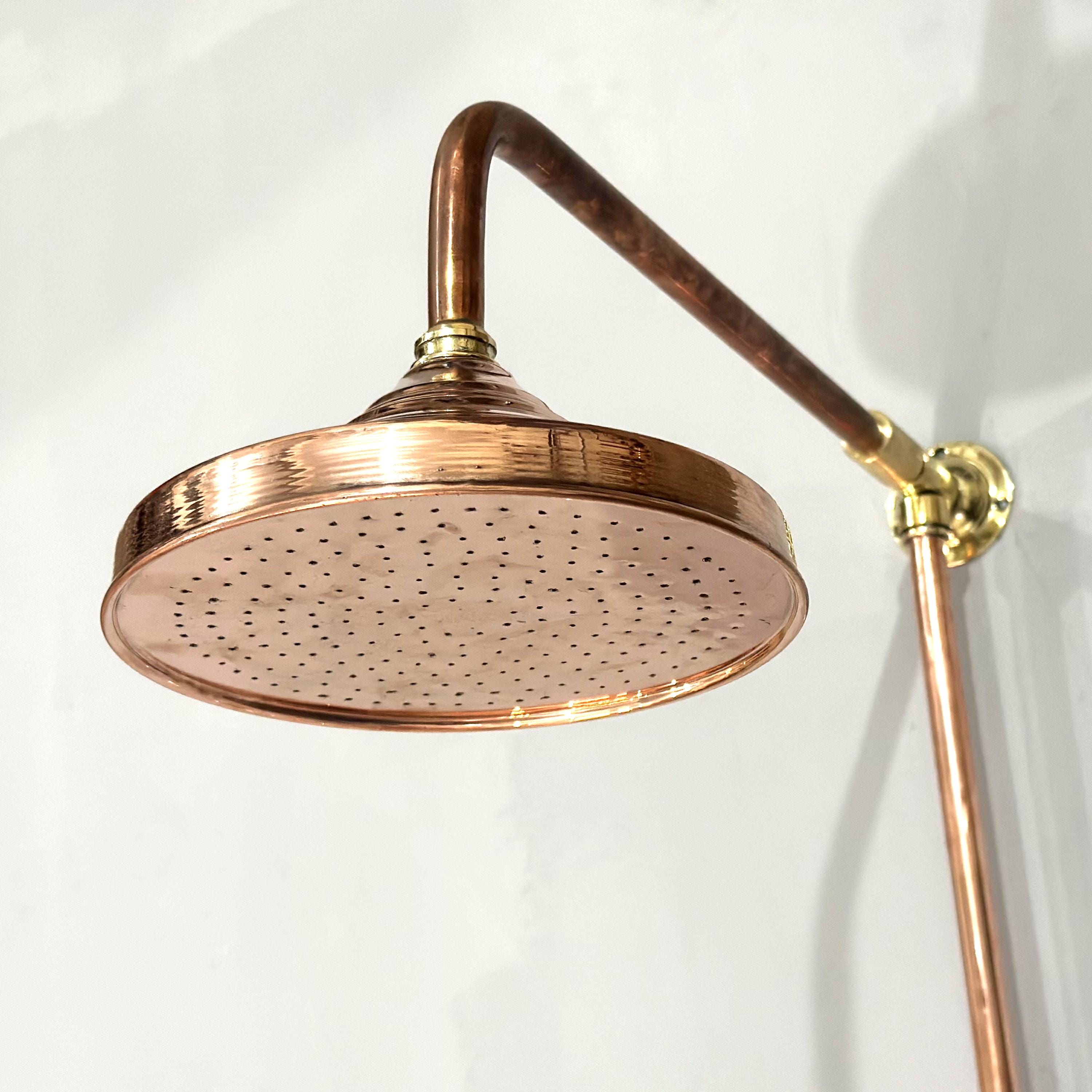 Solid Copper Shower System Set – Exposed Rainfall Shower for Outdoor or Bathroom Use