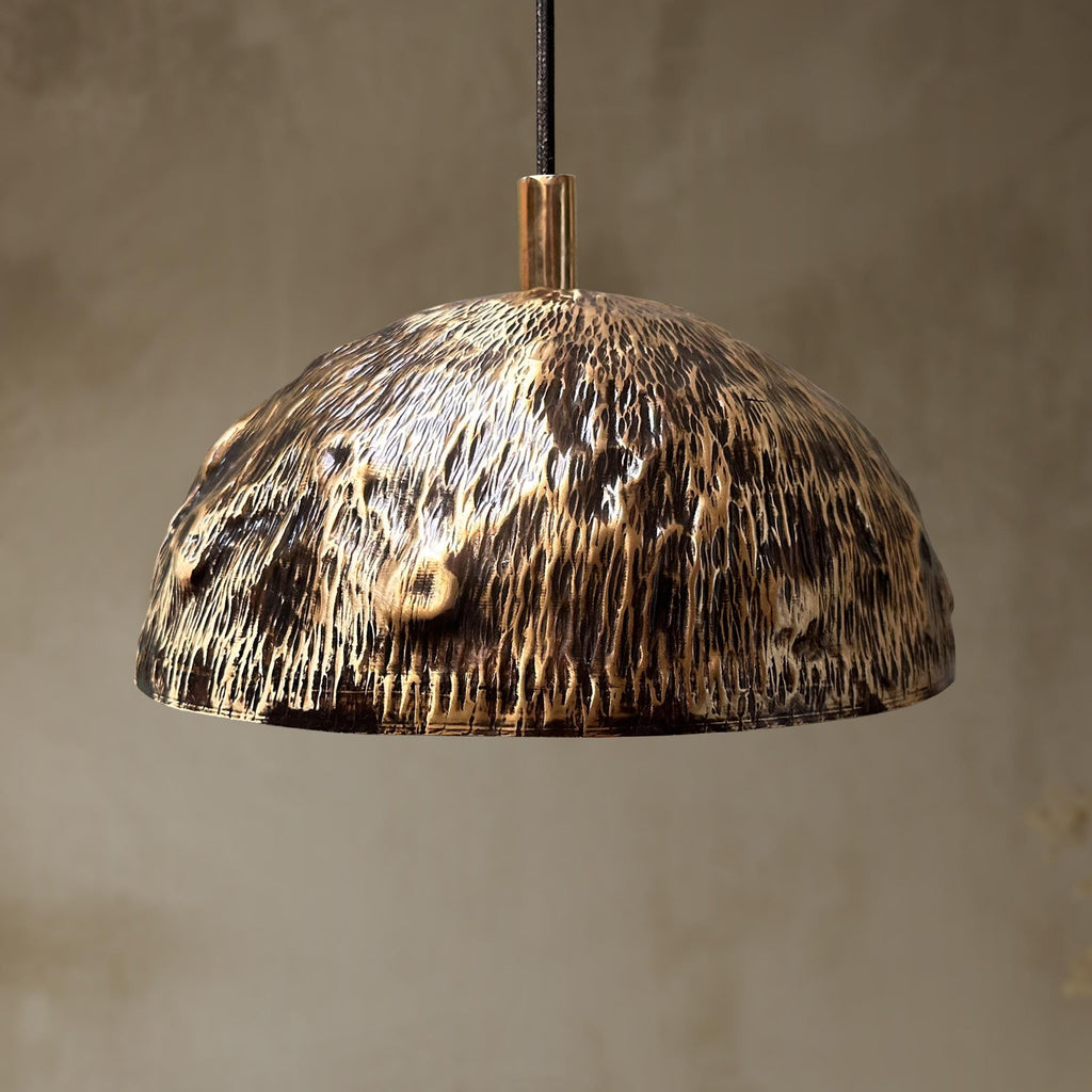 Handmade Patina Brass Dome Pendant Light, Aged Brass Finish