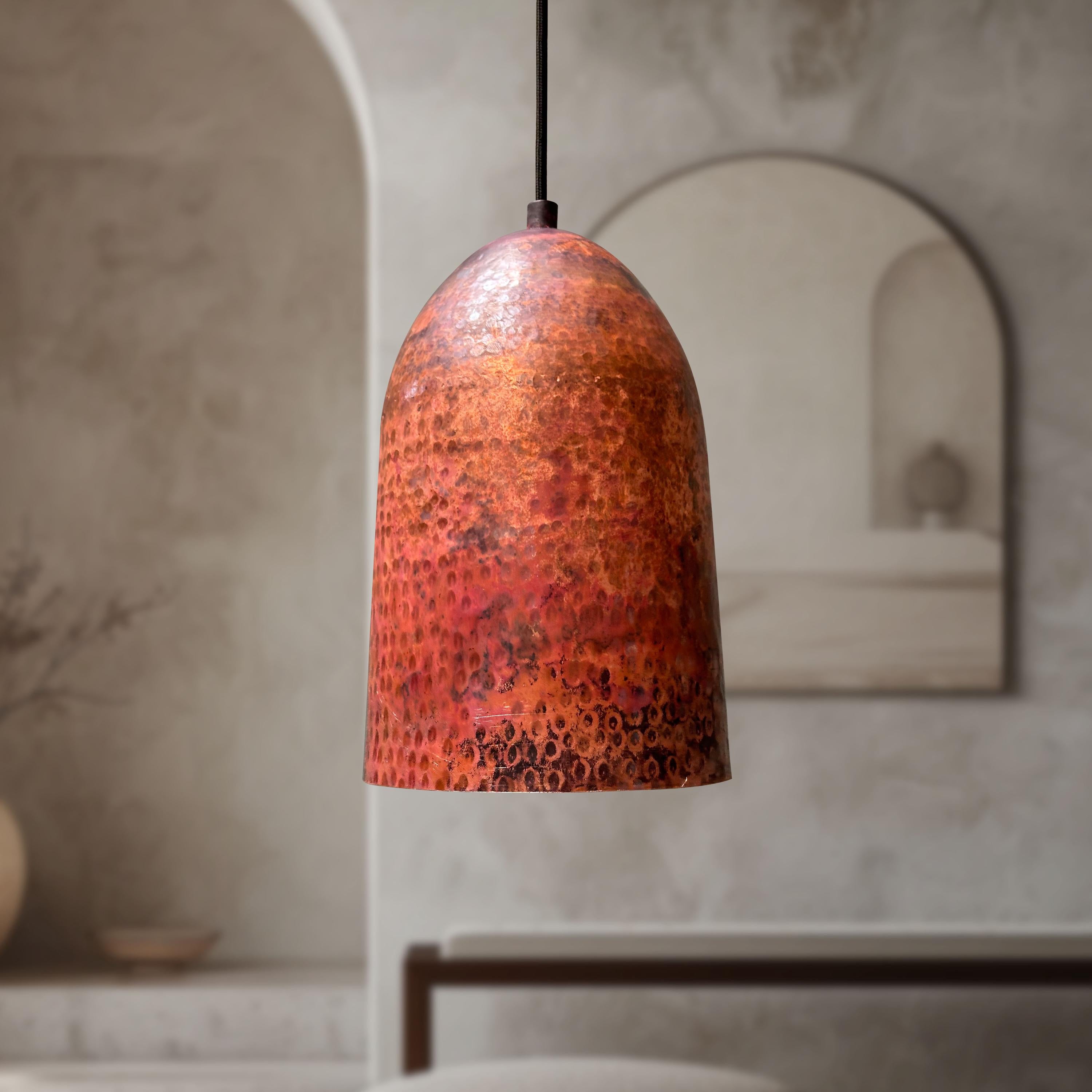 Handmade Hammered Copper Pendant Light, Rustic Farmhouse Lighting