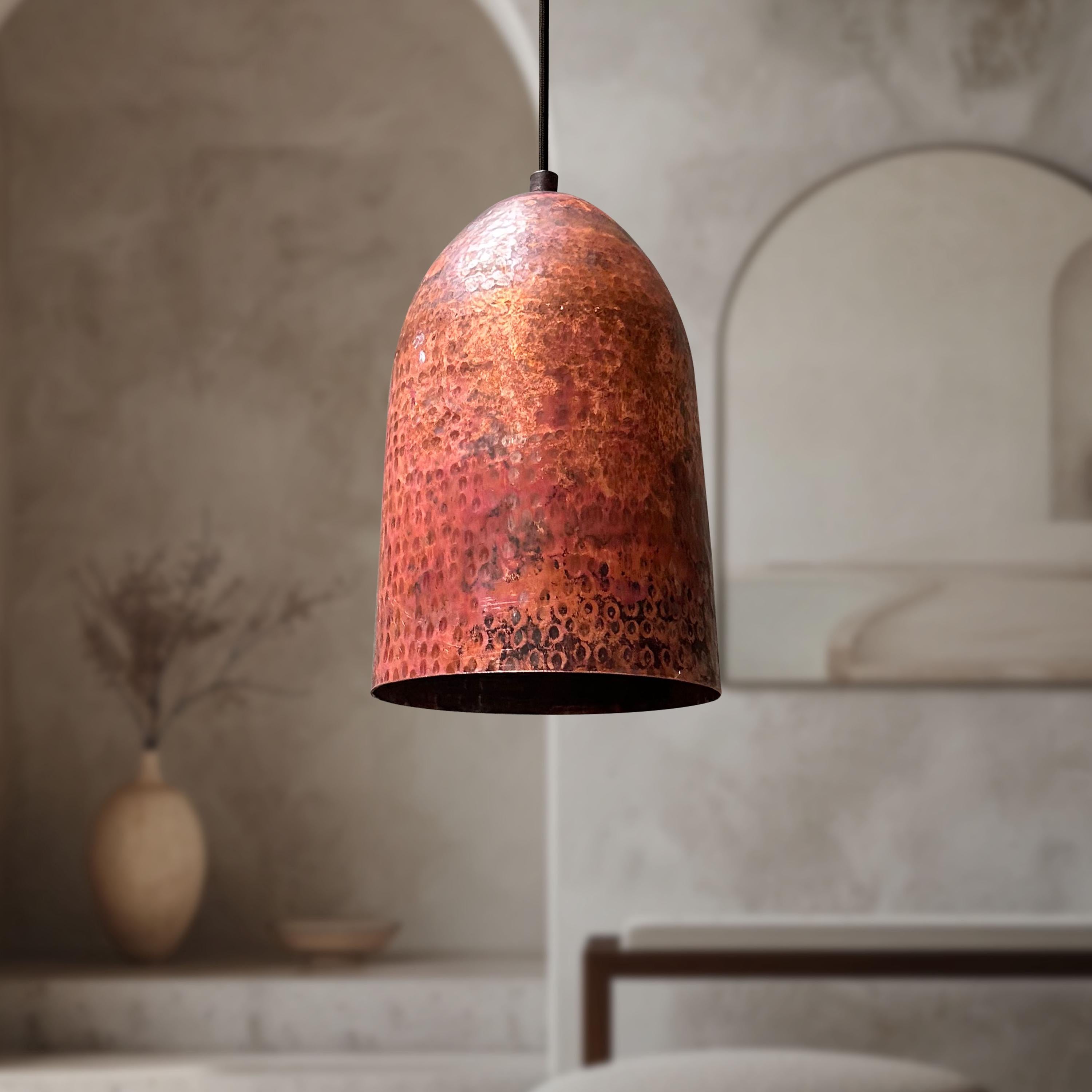 Handmade Hammered Copper Pendant Light, Rustic Farmhouse Lighting