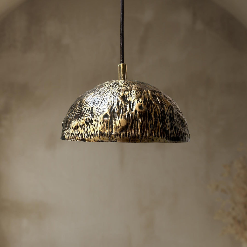 Handmade Patina Brass Dome Pendant Light, Aged Brass Finish