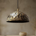 Handmade Patina Brass Dome Pendant Light, Aged Brass Finish