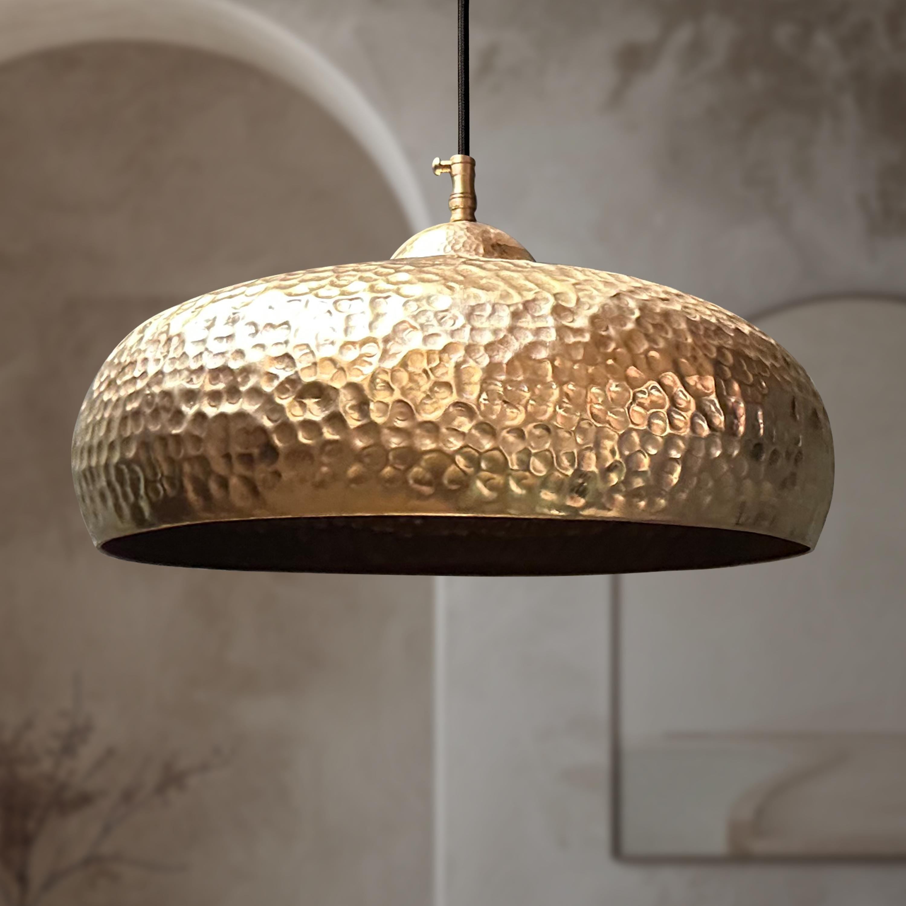 Hammered Brass Pendant Light: Farmhouse Kitchen Island Lighting