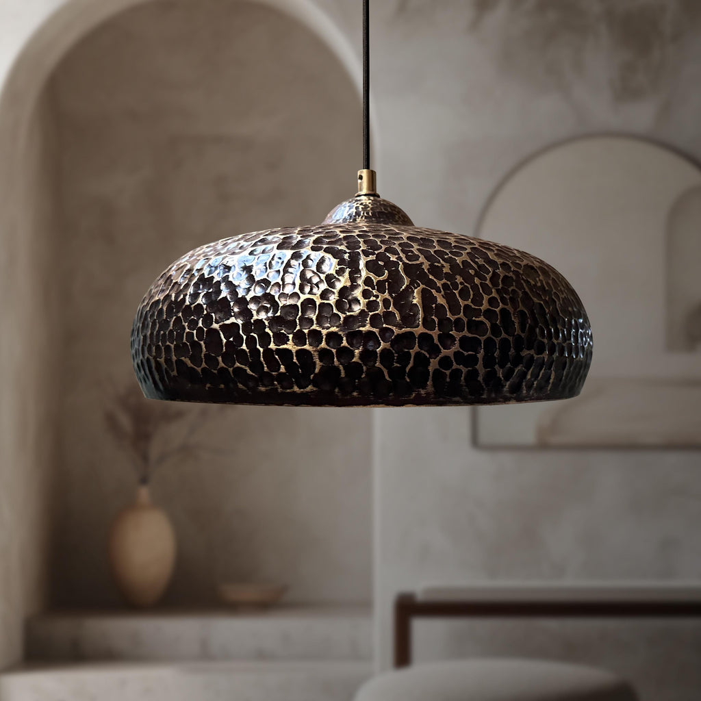 Brass Pendant Light in Black Finish: Farmhouse Ceiling Lamp for Kitchen Island Lighting