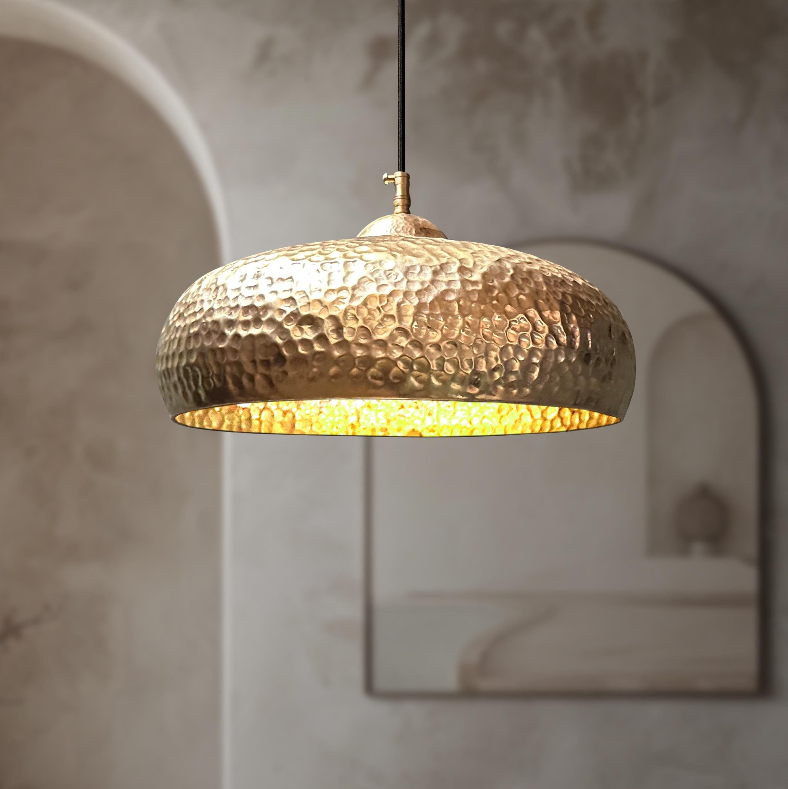 Hammered Brass Pendant Light: Farmhouse Kitchen Island Lighting