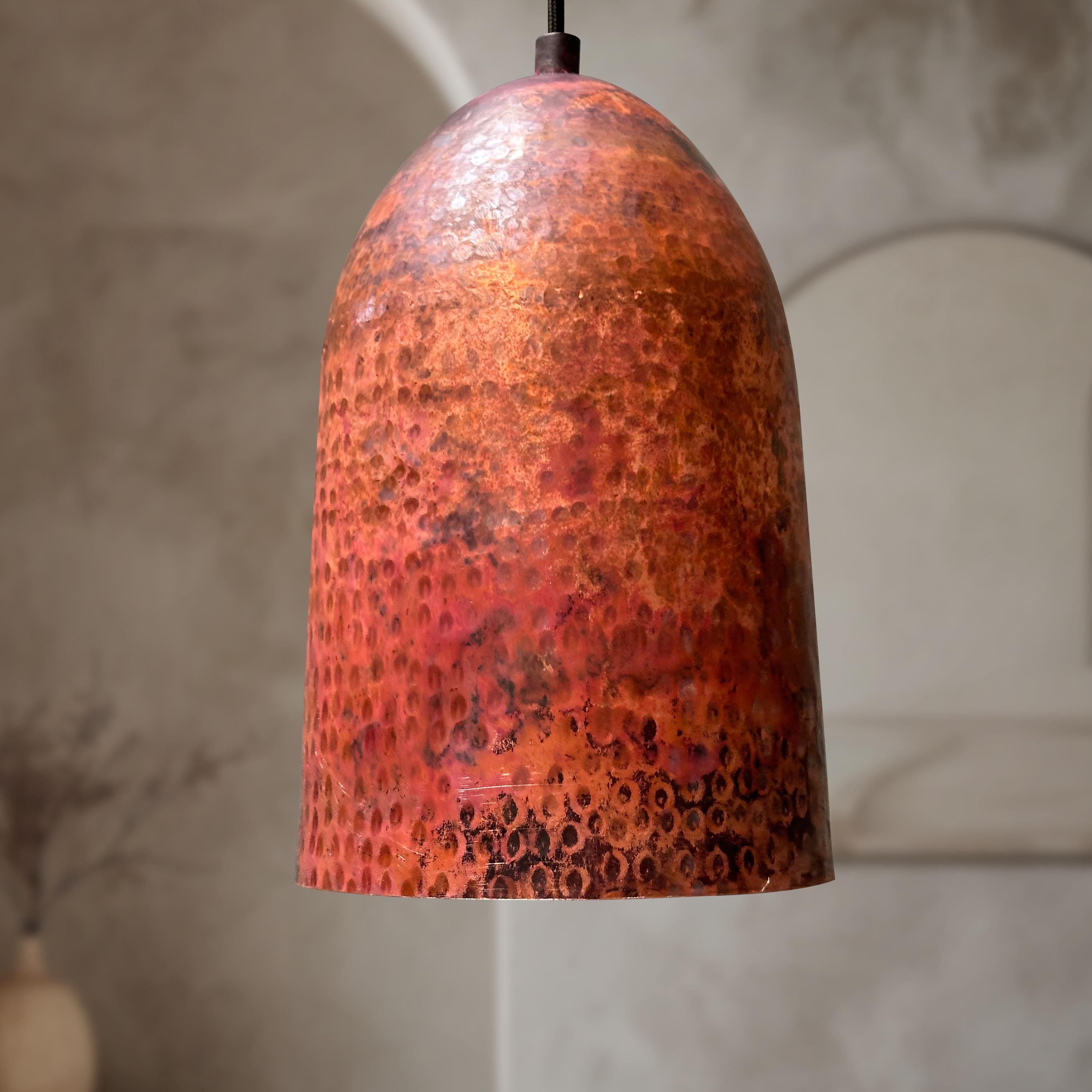 Handmade Hammered Copper Pendant Light, Rustic Farmhouse Lighting