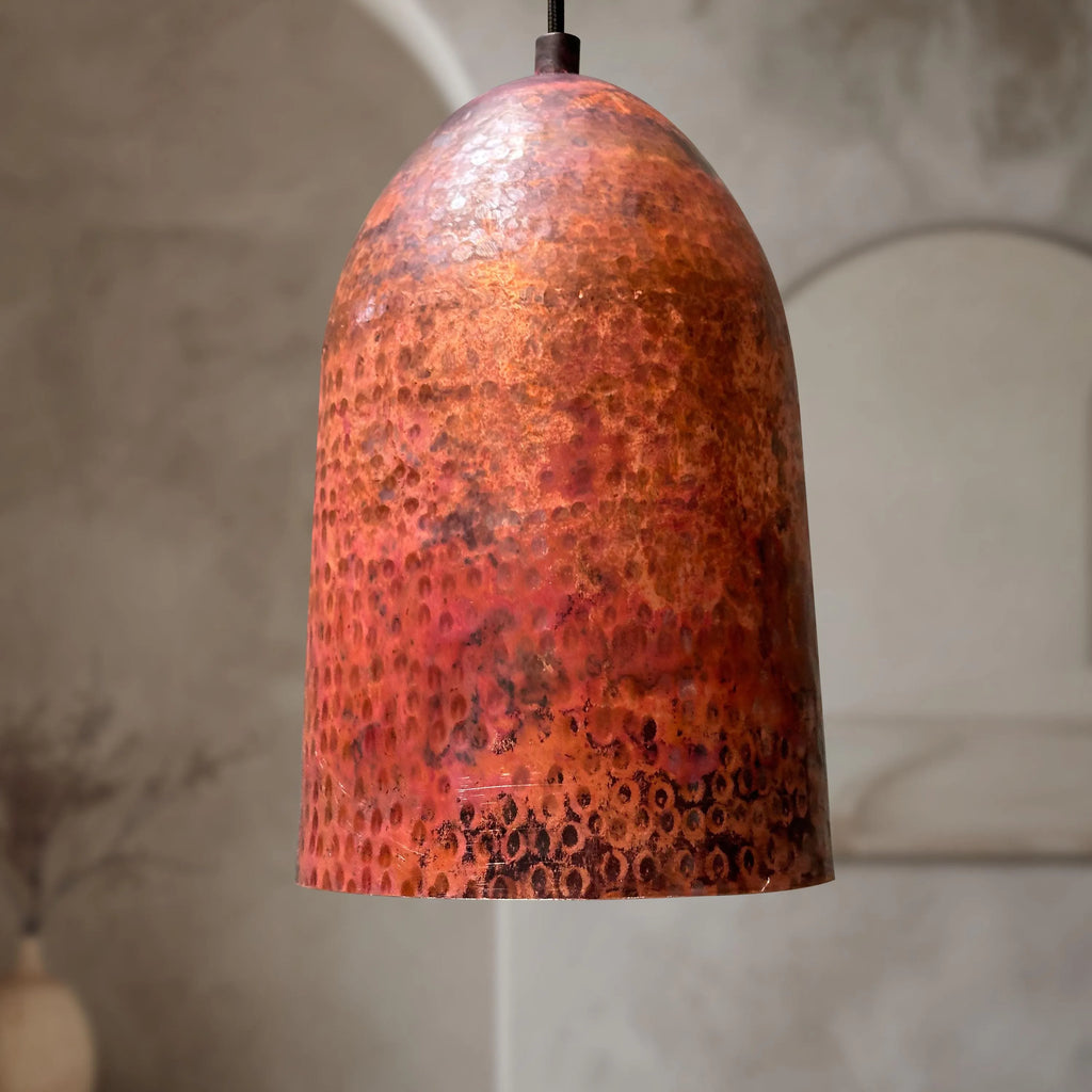 Handmade Hammered Copper Pendant Light for Rustic Farmhouse Kitchens