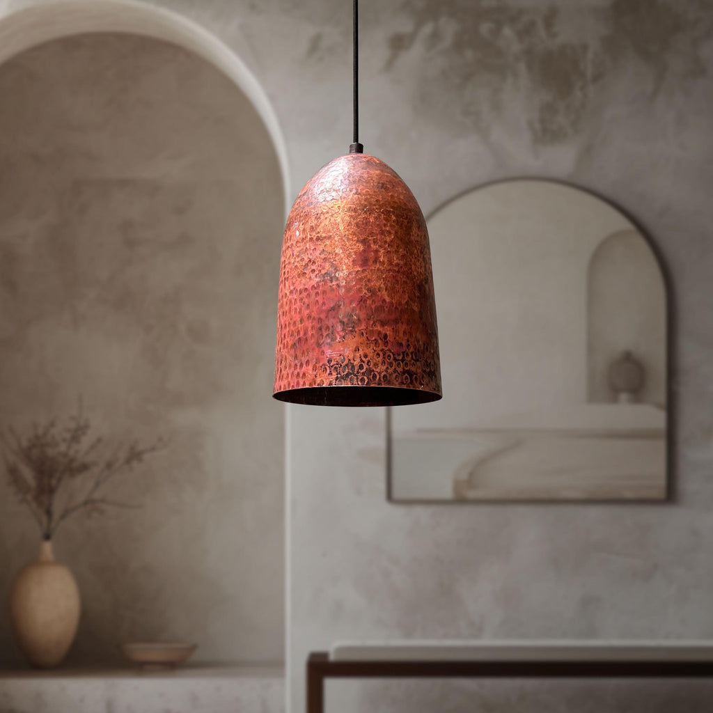 Set of 3 Copper Farmhouse Light Fixture, Set of Three Handmade Copper Ceiling Light, Hammered Rustic Copper Kitchen Island Light Fixtures