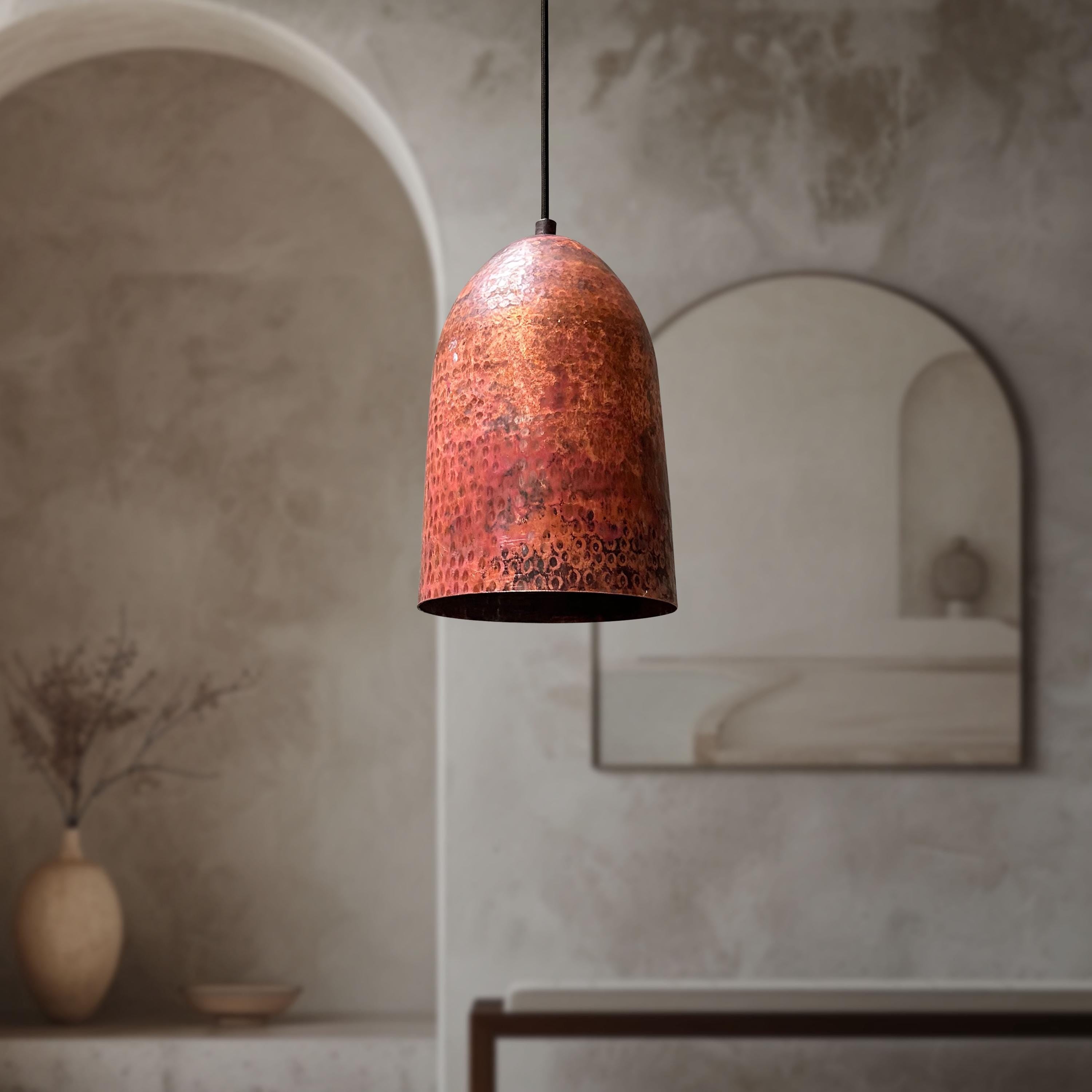Set of 3 Copper Farmhouse Light Fixture, Set of Three Handmade Copper Ceiling Light, Hammered Rustic Copper Kitchen Island Light Fixtures