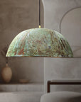 Handcrafted Verdigris Copper Dome Pendant Light for Kitchen Island