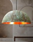 Handcrafted Verdigris Copper Dome Pendant Light for Kitchen Island
