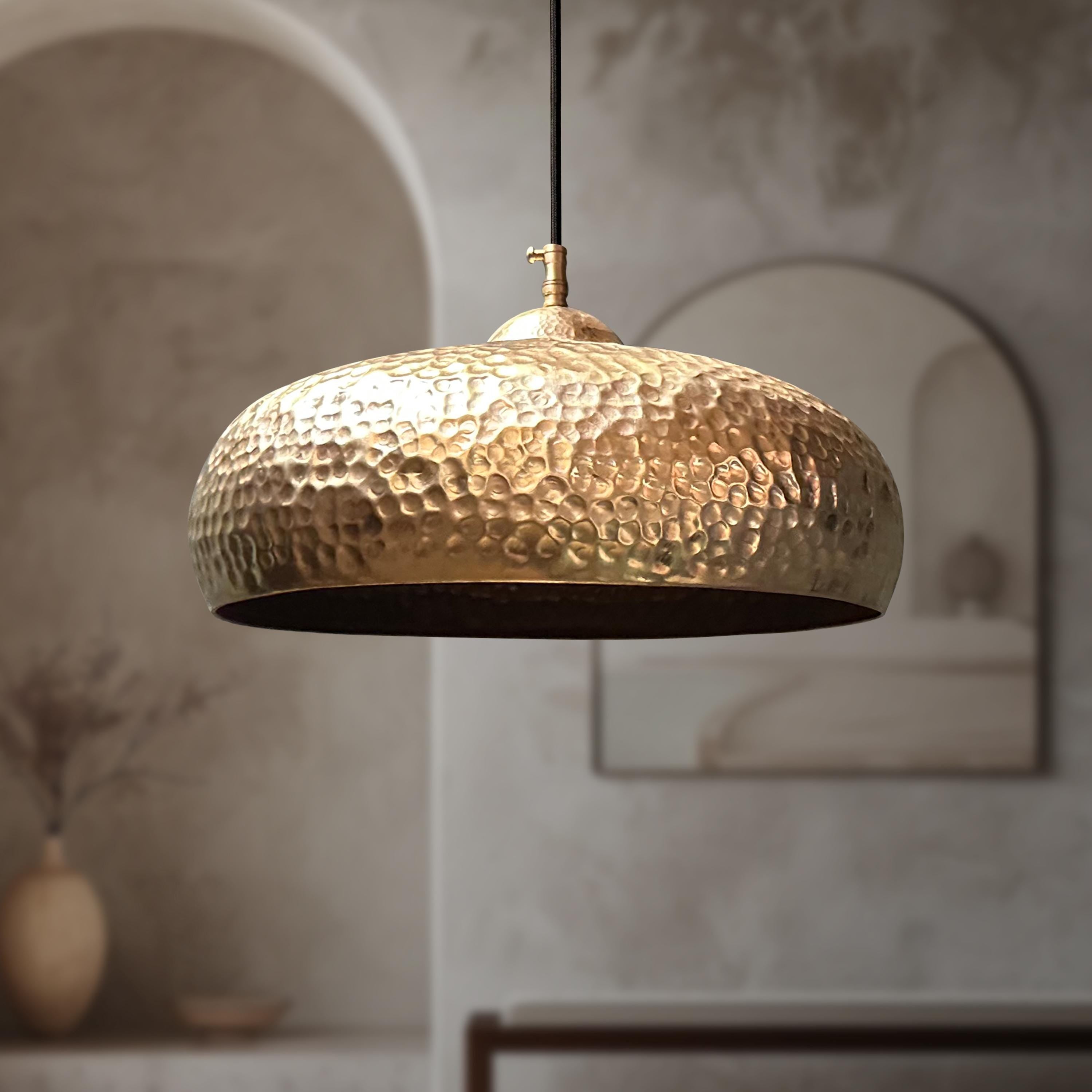 Hammered Brass Pendant Light: Farmhouse Kitchen Island Lighting