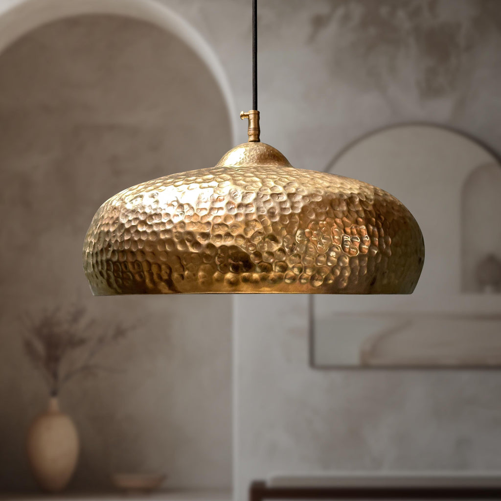 Hammered Brass Pendant Light: Farmhouse Kitchen Island Lighting